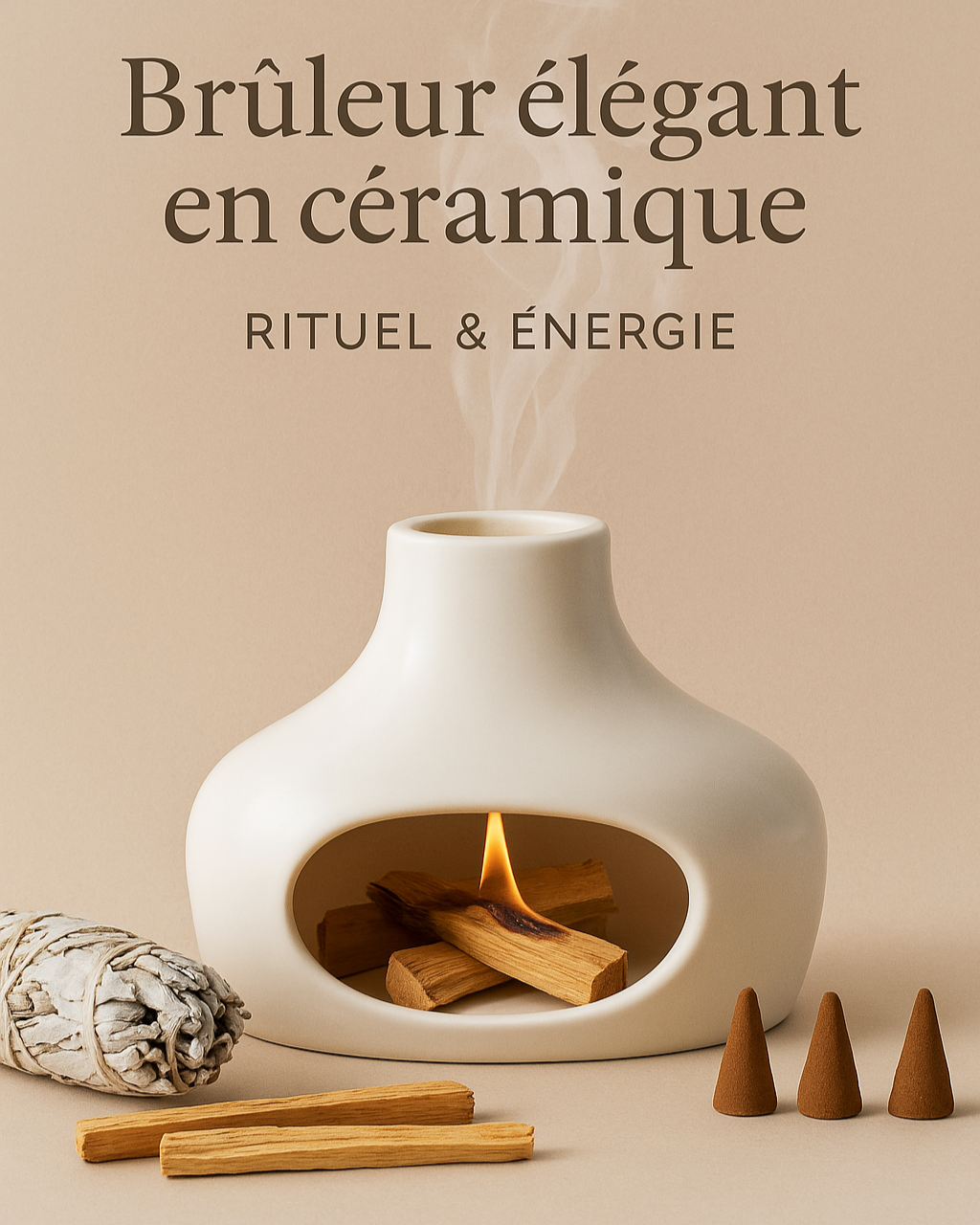Brûleur Élégant en Céramique – Rituel & Énergie Sacrée