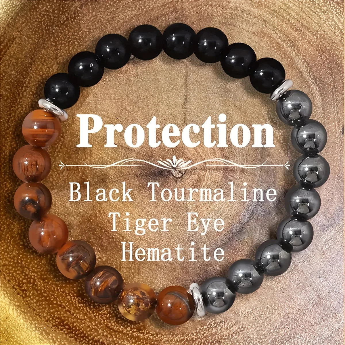 Bracelet Triple Protection • Tourmaline Noire, Œil de Tigre & Hématite