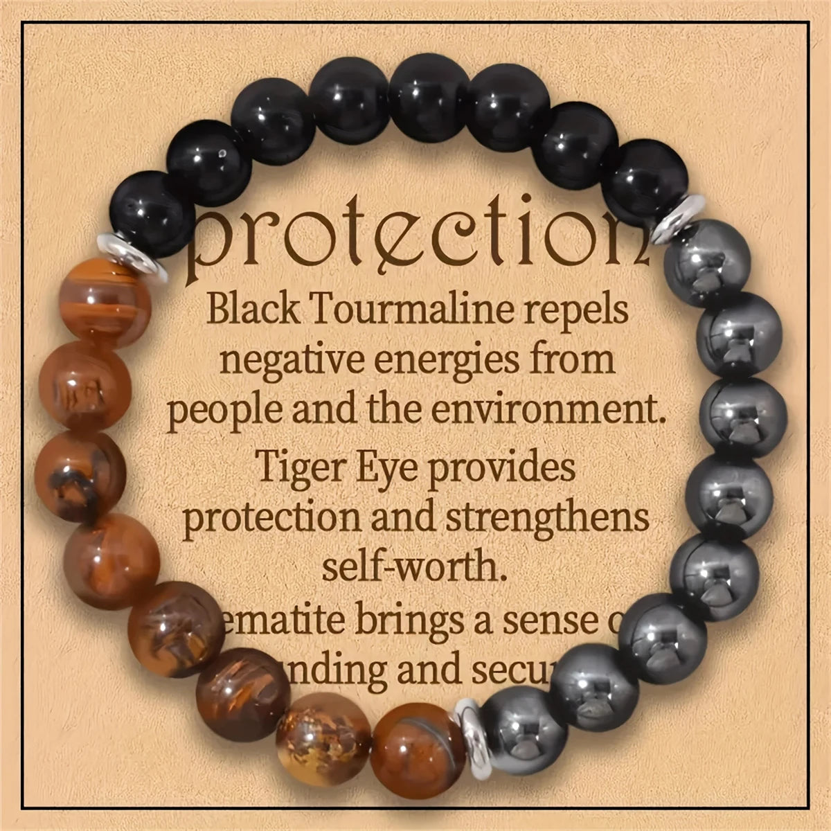 Bracelet Triple Protection • Tourmaline Noire, Œil de Tigre & Hématite